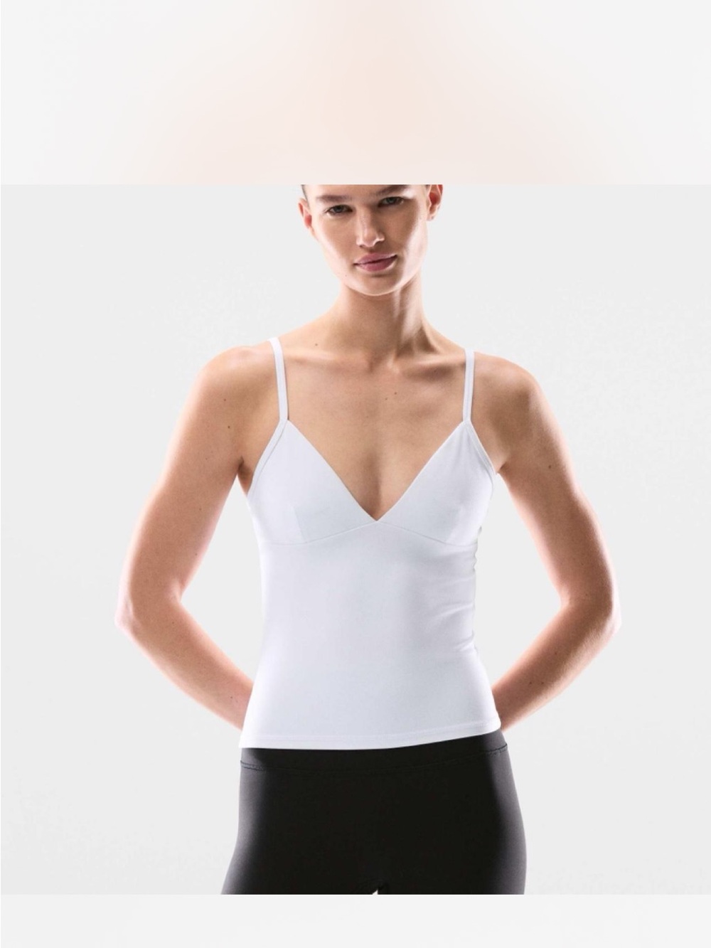 Aritzia White V-Neck Spaghetti Strap Tank